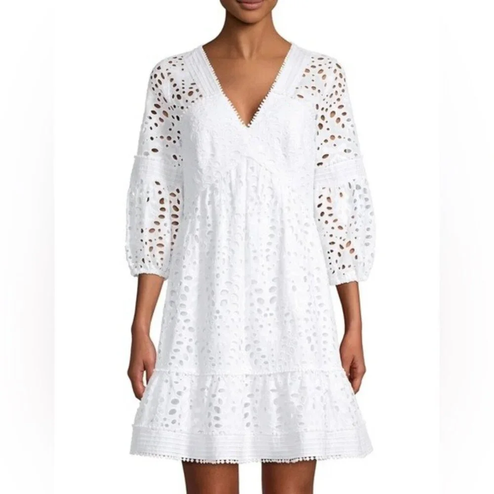 Lilly Pulitzer Lucinda Dress in Resort White Large Petal Eyelet - Picture 2 of 7